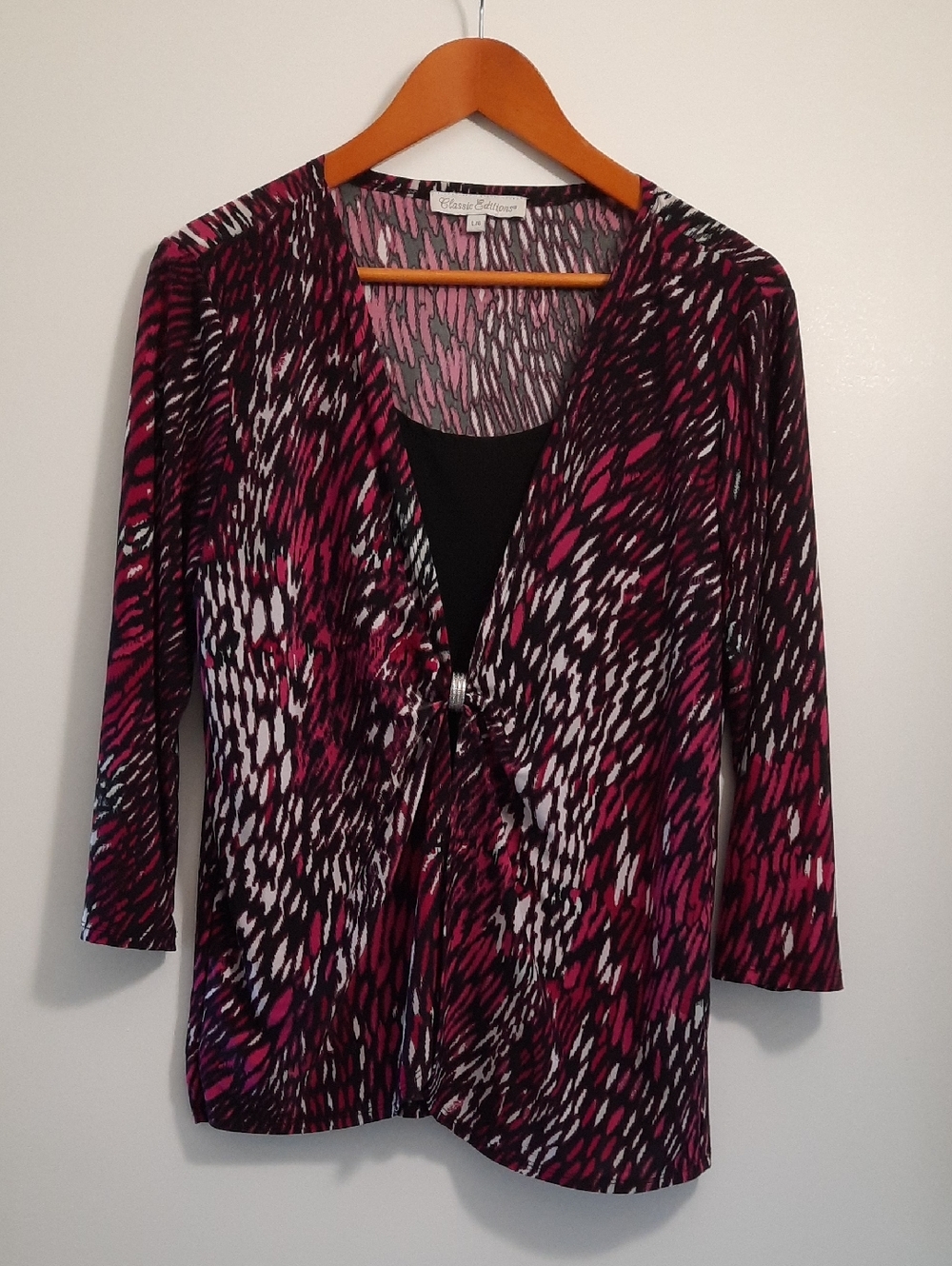 Pink Black White Animal Print Faux- Cardigan Top